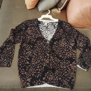 EUC LOFT Super Soft Animal Print Cardigan Sweater SZ Medium